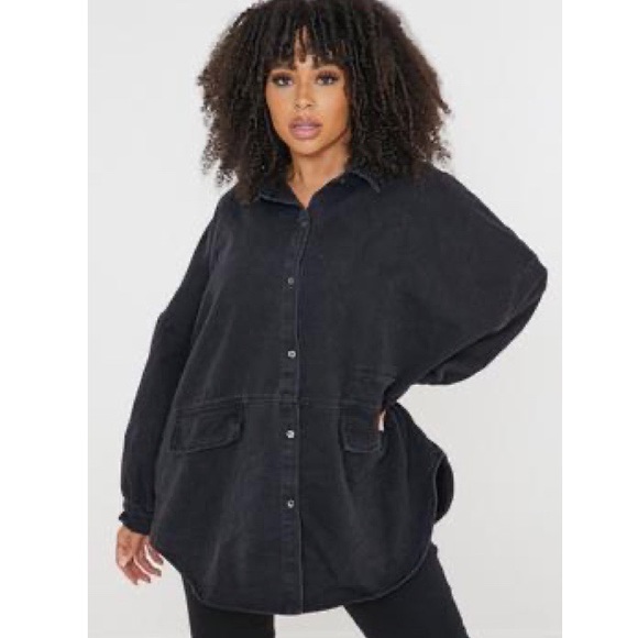 Missguided Tops - Missguided Plus Black Oversized Denim Shirt NWT